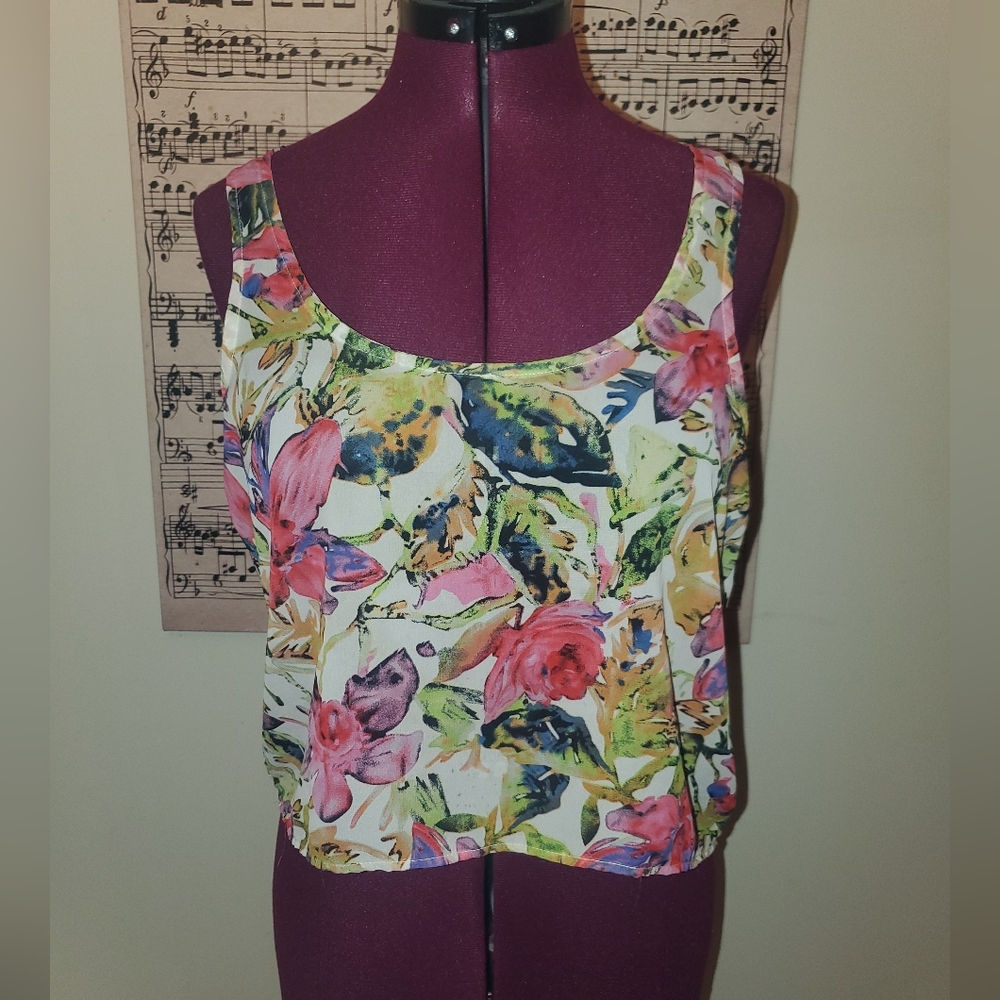 Show Me Your Mumu Floral Crop Hi-Low Tank Small